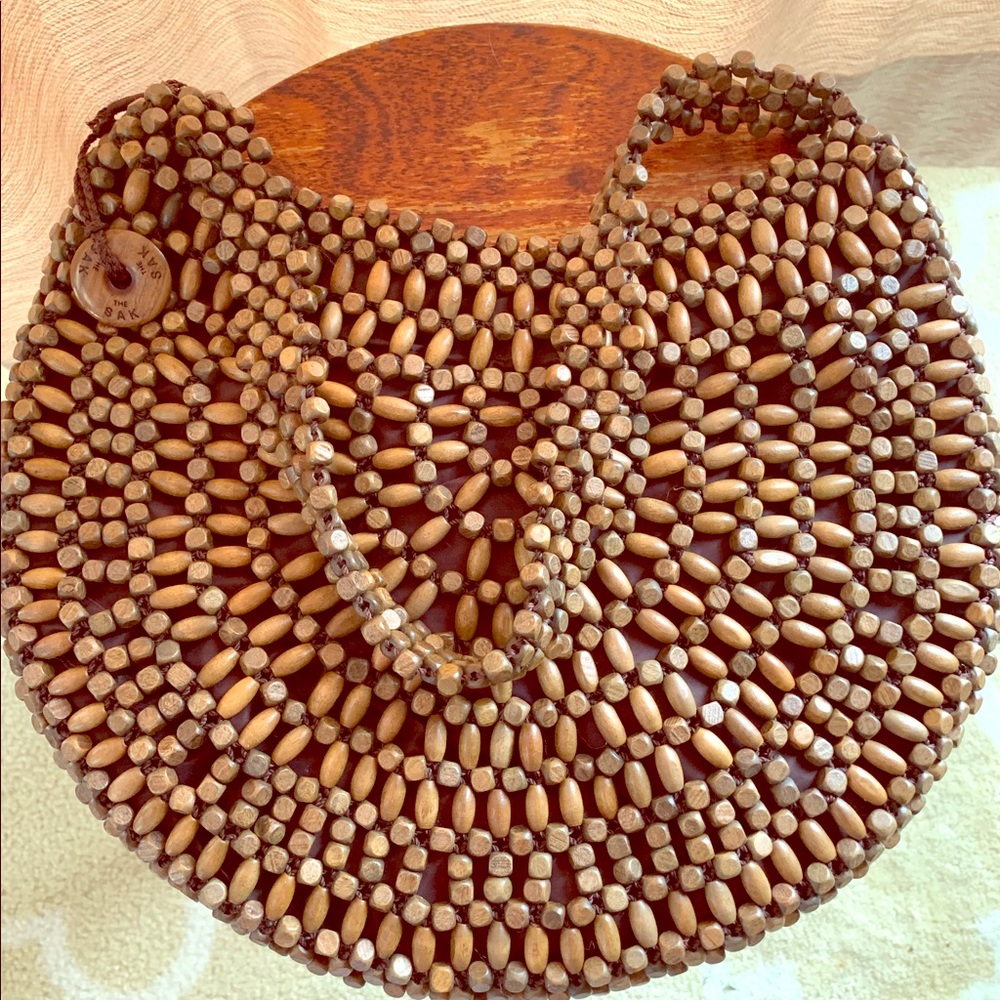 The Sak Brown Wood Beaded Bag